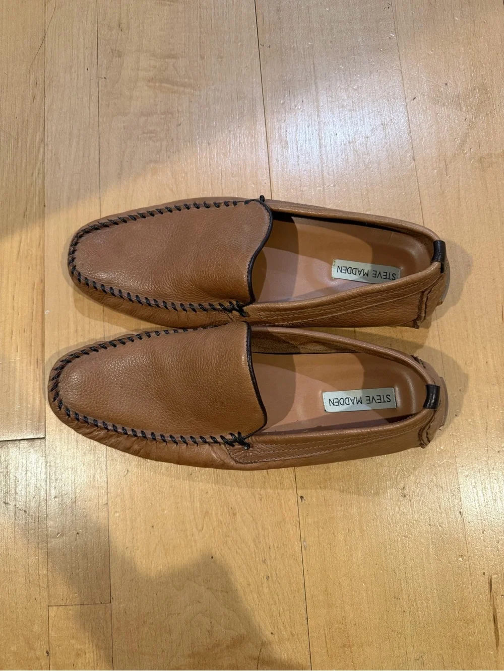 Steve Madden Men’s Brown Leather Loafers Moccasins Size 10.5